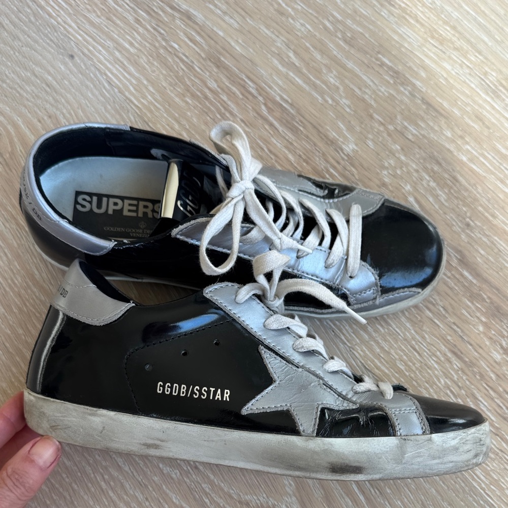 Golden Goose Black and Silver Star Sneakers